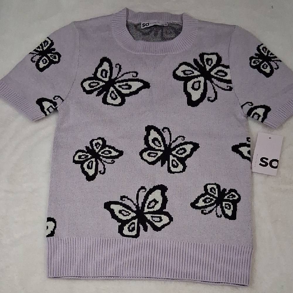 SO Women's Purple Butterfly Sweater